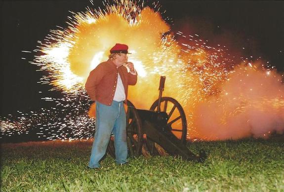 Spectacular firing of a cannon is a highlight during the Civil War Ball at Chase Farm Park