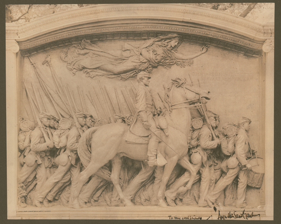 Robert Gould Shaw and the 54th Regiment Memorial, photomechanical, 1897, Massachusetts Historical Society