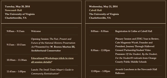 Journey Through Hallowed Ground Partnership's 8th Annual Conference Schedule